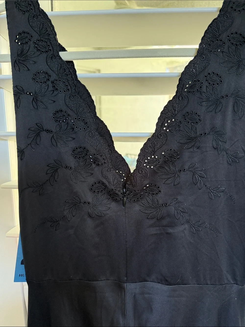 Hunter Bell NWT Size 4 Lulu Dress Black Embroidered Satin